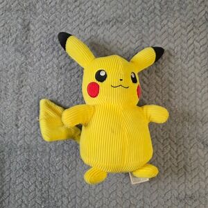 Pokémon Pikachu Plush 2022 Jazwares Corduroy Yellow Stuffed Animal Nintendo Toy